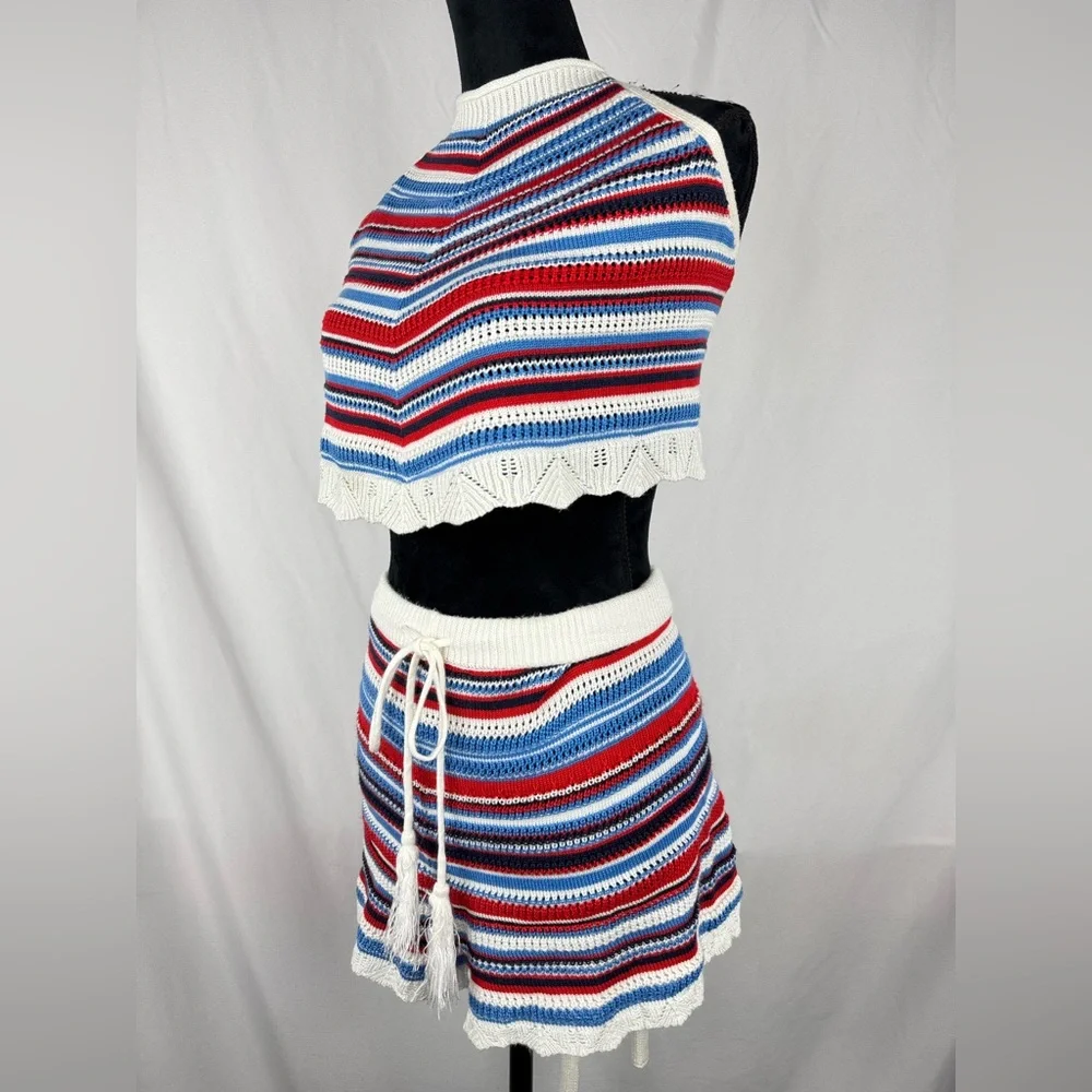 NOBO 2 Piece Crop Top and Shorts Knit Stripped Outfit for Summer - Picture 3 of 6